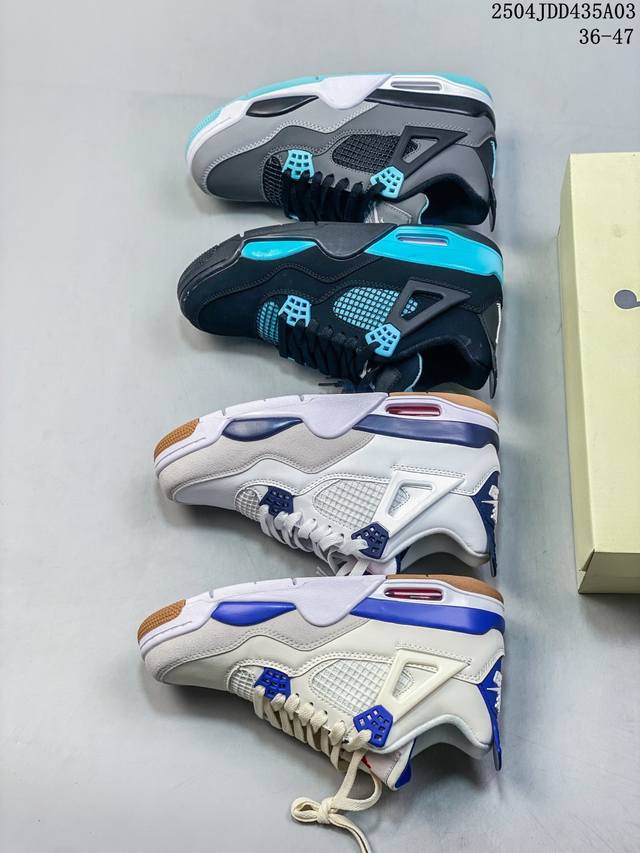 Off-White X Air Jordan 4 Retro Cream Sail 迈克尔 乔丹Aj4代中帮复古休闲运动文化篮球鞋。采用进口丝光头层磨砂麂皮及原