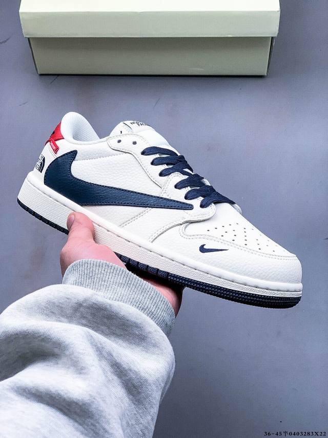 集图 真标半码！耐克Nike Air Jordan Low 1 乔1低帮倒勾北面联名经典休闲鞋 0403283X22