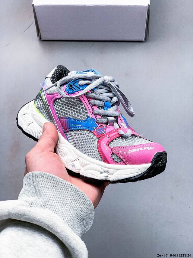 集图 巴黎世家Balenciaga Stapler Low Sneakers 订书机系列14代低帮复古阔型底姥爹风增高潮流百搭休闲慢跑鞋小童鞋 0403122T