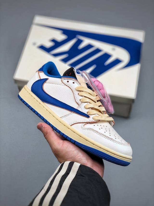 今日福利款 Travis Scott X Nike Air Jordan 1 Low Og Sp White Blue 2.0 Aj1乔丹一代经典低帮文化百搭休