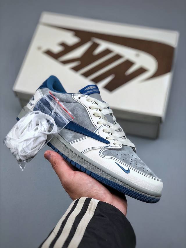 Travis Scott X Nike Air Jordan 1 Low X Balenciaga Air Jordan 1 Low 反转白灰蓝小钩倒钩 纯原版