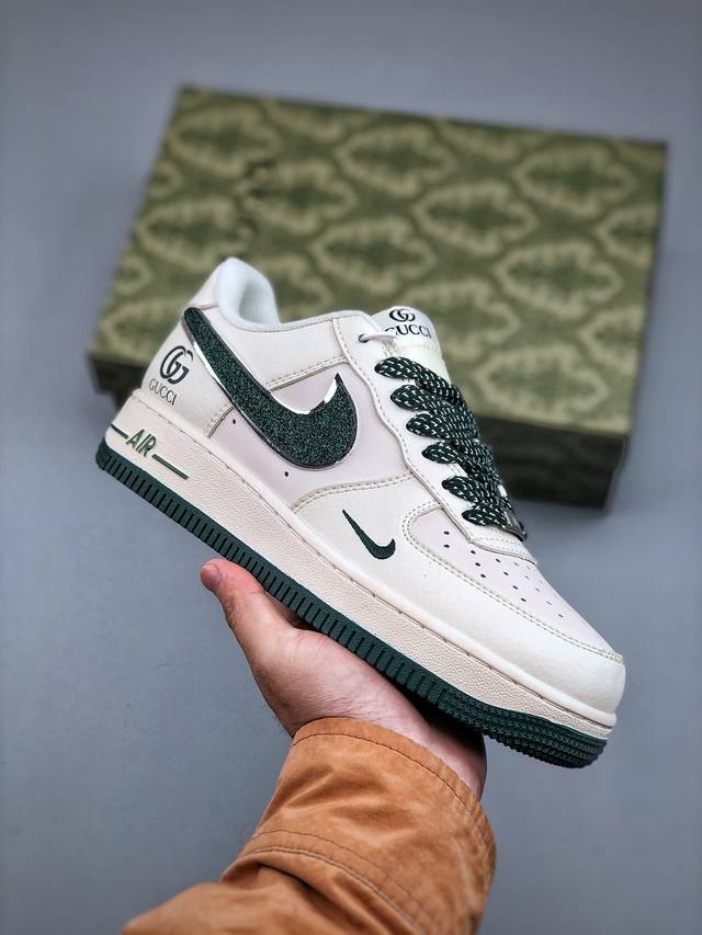 Nike Air Force 1 Low 07 X Gucci 白绿小钩原楦头原纸板 打造纯正低帮空军版型专注外贸渠道 全掌内置蜂窝气垫 原盒配件 原厂中底钢印