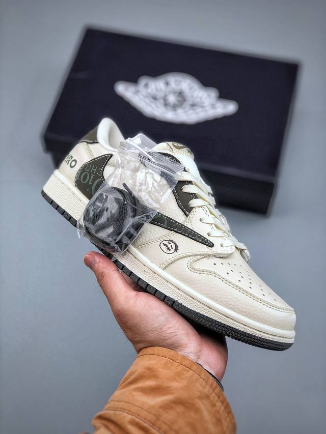 Travis Scott X Nike Air Jordan 1 Low X Dior Air Jordan 1 Low 反转白绿倒钩 纯原版本全鞋采用原装头层