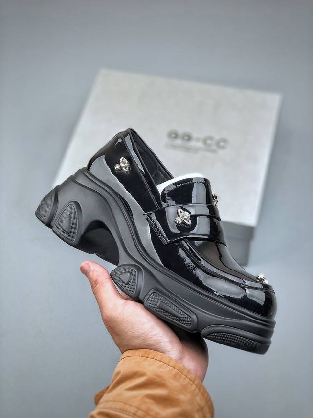 新货Gg-Cc 鞠婧祎同款 星系岛屿春季英伦风乐福鞋厚底增高小皮鞋 2025年春夏最好穿的乐福鞋 没有之一 鞋型秀气大方，高级感拉满 跟高7.5Cm 无论日常通