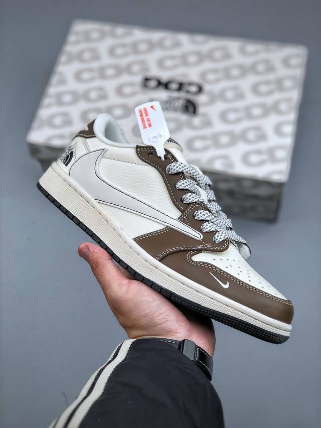 Travis Scott X Fragment Design X Air Jordan 1 Low Og Sp Aj1 乔1 北面联名 米棕雪山 低帮文化休闲板