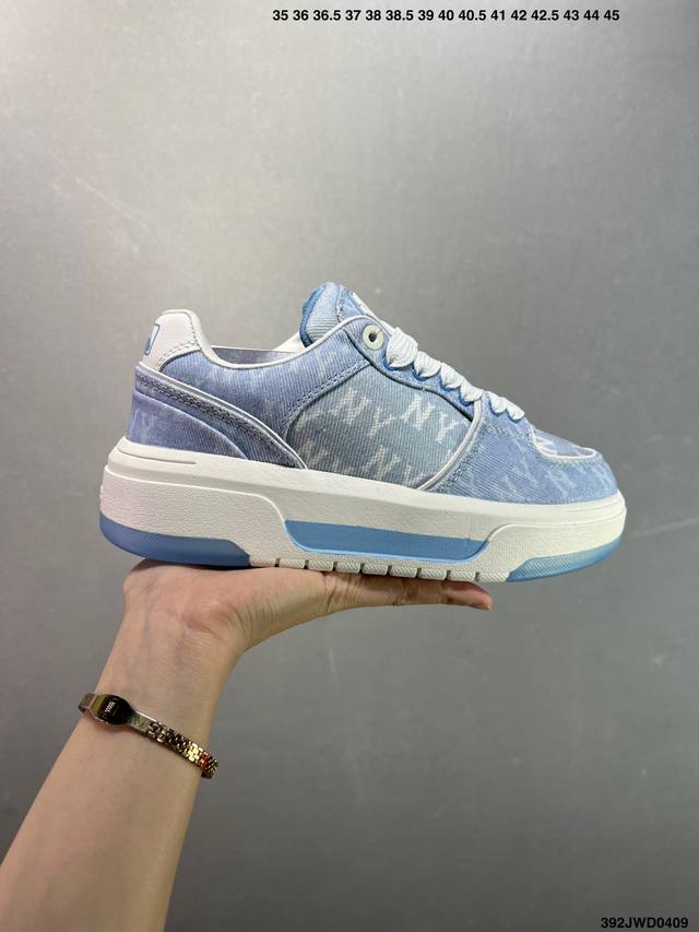 公司级Mlb印花Mlb Chunky Liner Denim Monogram Sl 复古印花老爹鞋 纯原版本 后跟加厚 呵护脚后跟 立体保护软绵鞋口 轻松穿脱
