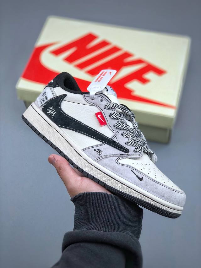 Travis Scott X Fragment Design X Air Jordan 1 Low Og Sp Aj1 乔1 斯图西联名 米黑织布 低帮文化休闲