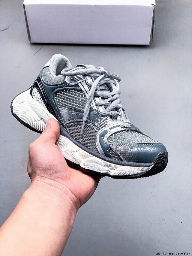 集图 巴黎世家Balenciaga Stapler Low Sneakers 订书机系列14代低帮复古阔型底姥爹风增高潮流百搭休闲慢跑鞋小童鞋 0407119Y