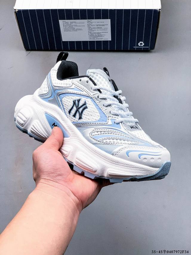 公司级！Mlb Chunky Liner 厚底休闲跑步鞋 Ny印花 透气轻便百搭运动鞋 0407972F34
