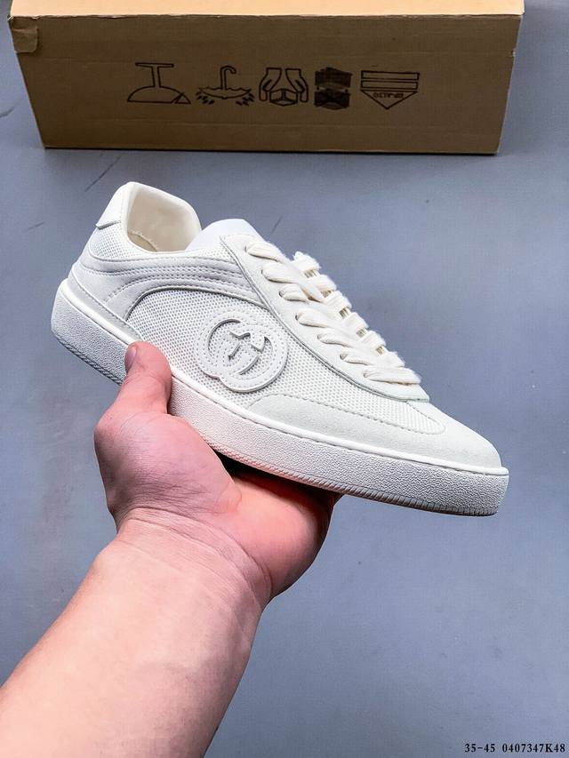新品公司级 Gucci 25新款板鞋男女运动鞋德训鞋春季轻便系带透气情侣鞋休闲软底小白鞋透气网面休闲德训 低帮 时尚板鞋，德训鞋的版型大家都知道 是非常显脚瘦的