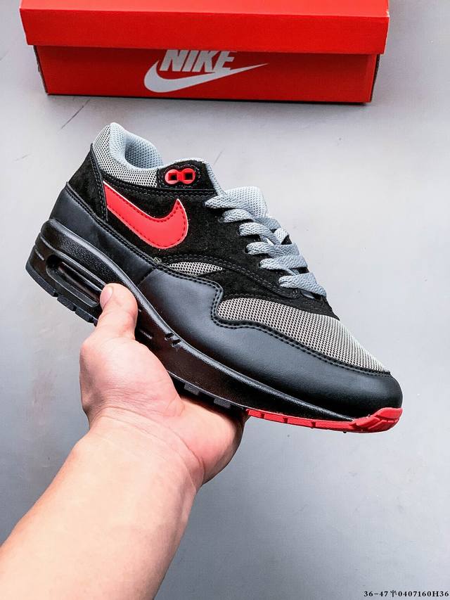 集图 顶级纯原版本 头层皮打造市面最强工艺 耐克 Nike Nike Air Max 1 87 限定配色 气垫缓震跑步鞋 0407160H36