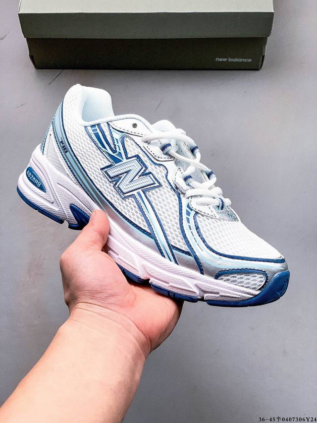 New Balance Nb740 英产 轻便复古休闲运动跑步鞋 全鞋身以网格布作为基地，在细节部分以皮革作为辅助添加，流线感很强。外形和New Balace