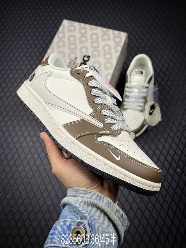 B 公司级Aj1倒勾Travis Scott X Air Jordan 1 ” Reverse Mocha “ Aj1乔1 Ts 闪电 联名倒钩 低帮文化篮球鞋