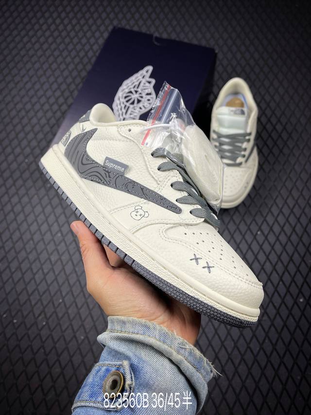 B 公司级Aj1倒勾Travis Scott X Air Jordan 1 ” Reverse Mocha “ Aj1乔1 Ts 闪电 联名倒钩 低帮文化篮球鞋