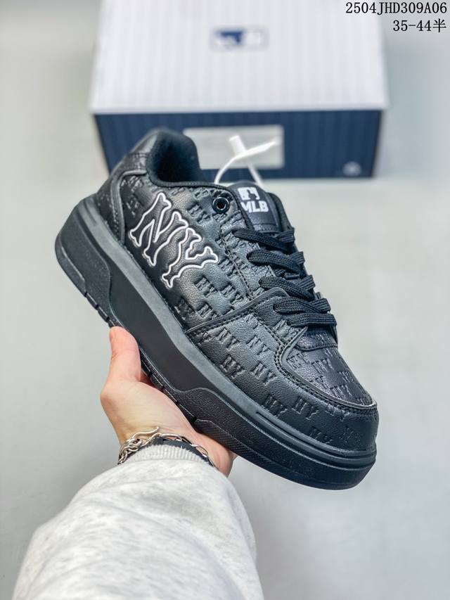 公司级Mlb 纽约洋基队 Chunky Liner Basic 经典印花 时尚舒适 休闲运动 防滑耐磨增高 低帮 板鞋 货号:3Asxclb3N 尺码:36 3