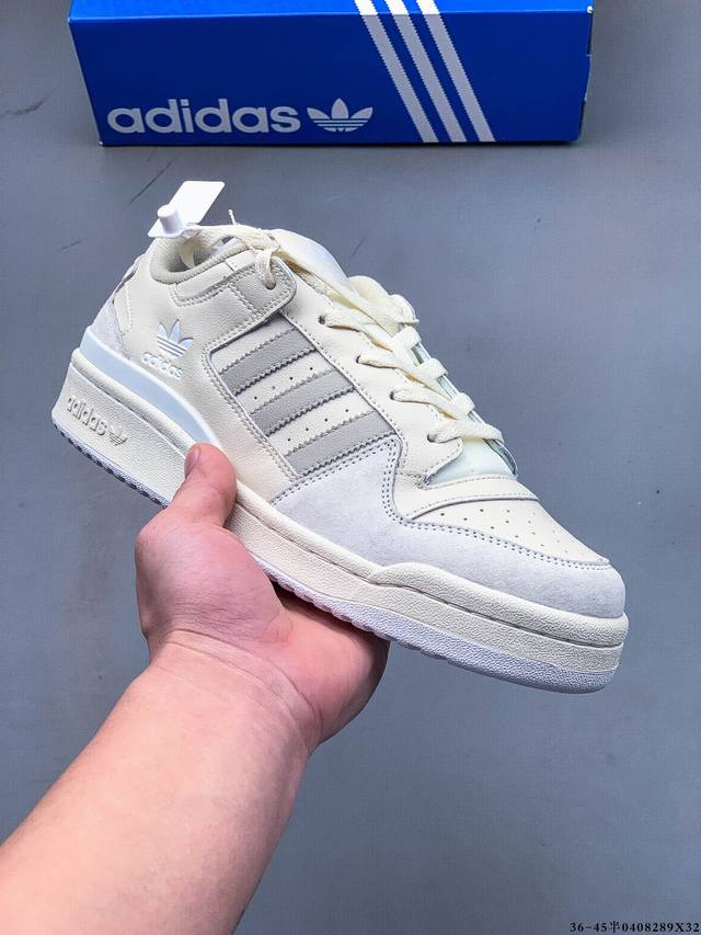 公司级头层！阿迪达斯 Adidas Originals Forum 84 Low Adv 低帮百搭潮流休闲运动板鞋。以复古篮球鞋的外形为基础，采用皮革拼接，简约