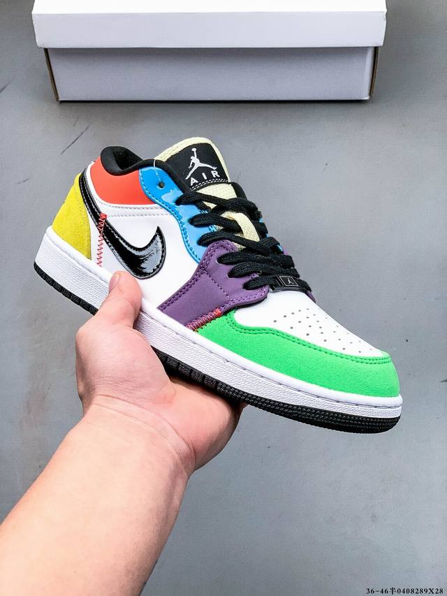 公司级头层！耐克Nike Air Jordan 1 Low Aj1 乔1 低帮潮流运动休闲板鞋。Aj1 低帮拼接 完美版型真头层牛皮# 内置缓震气垫 原鞋开模