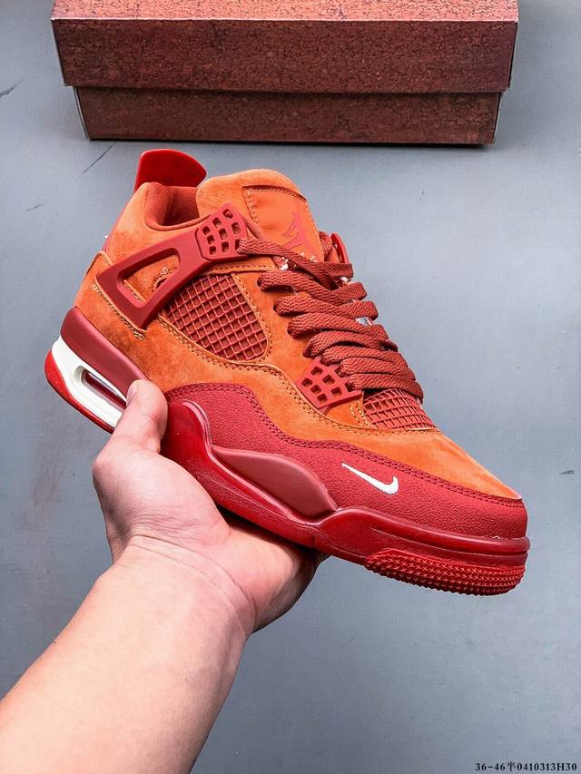 二层真标！Air Jordan 4 Aj4代中帮复古休闲运动文化篮球鞋。秉承轻量化的速度型篮球鞋设计思想完成设计，降低重量的同时提升舒适度，中底延续前作使用了分