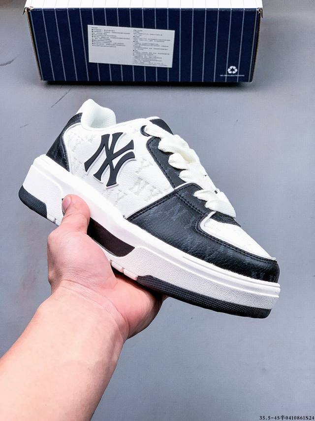 集图 公司级！Mlb Chunky Liner 厚底休闲跑步鞋 Ny印花 牛皮材质运动鞋 0410861S24