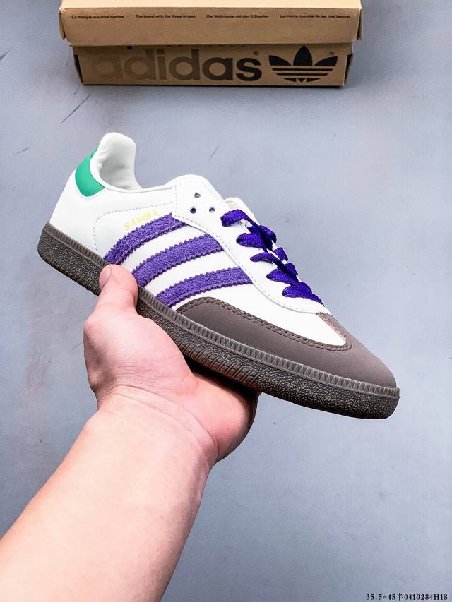 集图 阿迪达斯Adidas Originals Samba德训鞋 防滑耐磨 低帮板鞋 男女同款 简约大方的设计造型，使Notitle X Adidas Orig