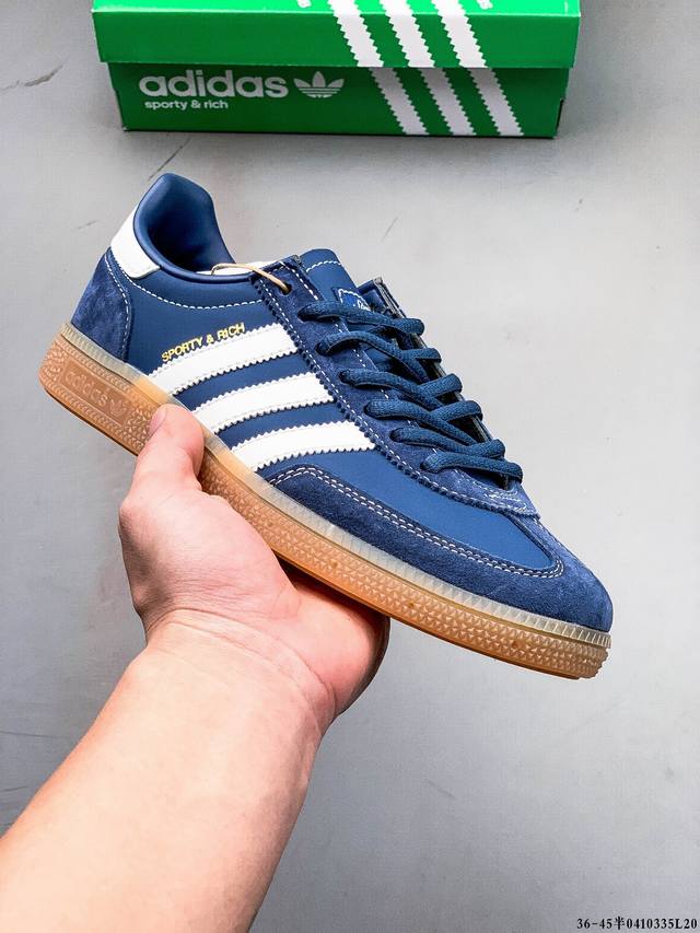 真标半码！Sporty & Rich X Adidas Handball Spezial 联名复古运动休闲板鞋 0410335L20