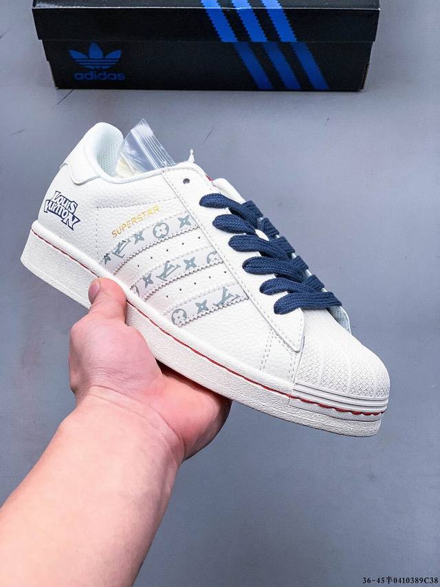 公司级头层！阿迪达斯Adidas Superstar 贝壳头经典百搭休闲板鞋 渠道正品订单 诠释市场最高工艺水平 贝壳头经典小白板鞋 专柜上架同步配色 全鞋进口