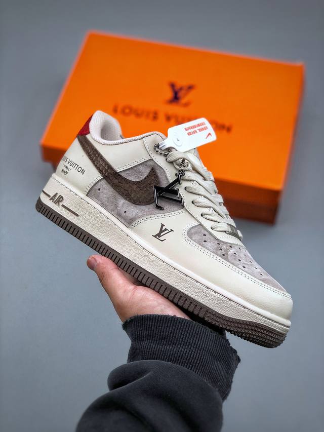 Nike Air Force 1 '07 Low “Lv联名 米棕红尾”空军一号 低帮 运动鞋 休闲鞋 折边针车 工艺难度大 原楦头原纸板 原装鞋盒 定制五金配