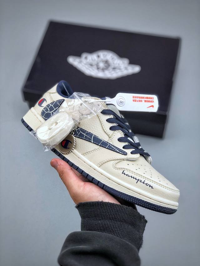 Travis Scott X Fragment Design X Air Jordan 1 Low Og Sp Aj1 乔1 冠军联名 裂纹勾 低帮文化休闲板鞋