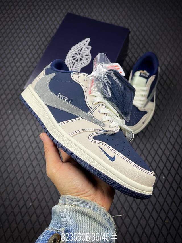 B 公司级Aj1倒勾Travis Scott X Air Jordan 1 ” Reverse Mocha “ Aj1乔1 Ts 闪电 联名倒钩 低帮文化篮球鞋