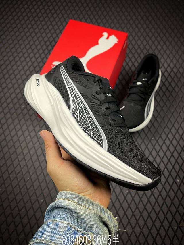 B 公司级彪马Puma Deviate Ntro 3跑步鞋男鞋新款缓震鞋子训练跑鞋透气运动鞋舒适防滑耐磨 低帮 休闲跑步鞋 货号:309707-01 尺码:36