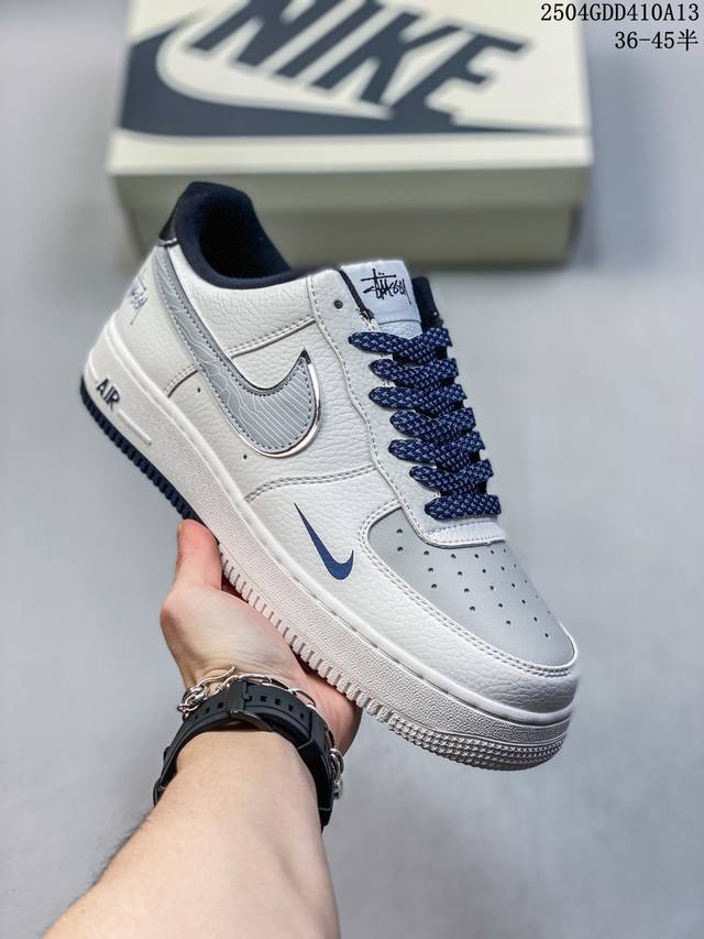 斯图西联名 白洪黑勾，海外限量发售！公司级Nike Air Force 1 ‘07 Low 空军一号 低帮 运动鞋 休闲鞋 折边针车 工艺难度大 原楦头原纸板