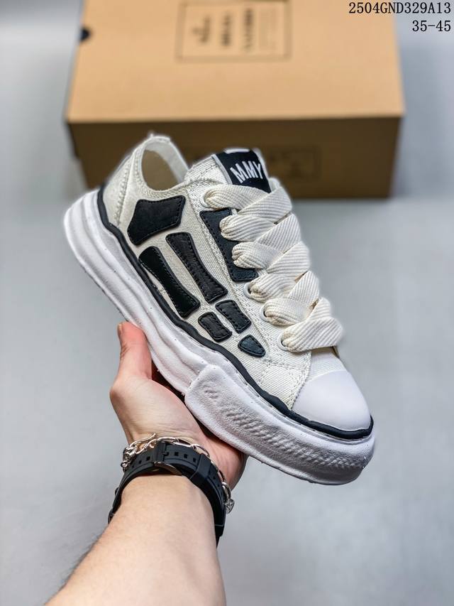 Maison Mihara Yasuhiro X Mmy Amiri Skel-Top Low 圆头系带 低帮 帆布鞋 张艺兴 王一博 王嘉尔 同款鞋 合适春夏