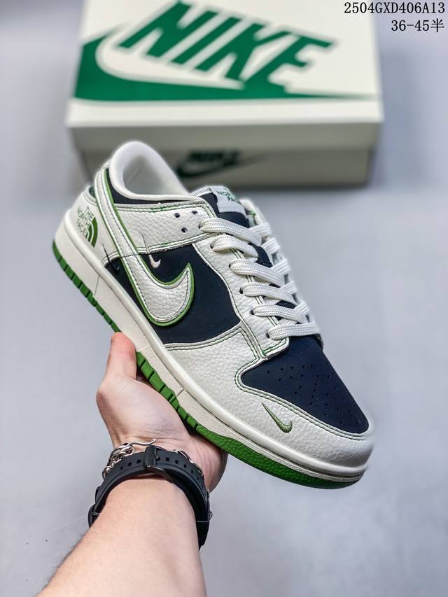 Nike Sb Dunk Low“北面联名 奶白黑绿” 周年高端定制 低帮休闲板鞋 三小勾 定制鞋盒 大厂纯原品质出货 超高清洁度 皮料切割干净无任何毛边 细节