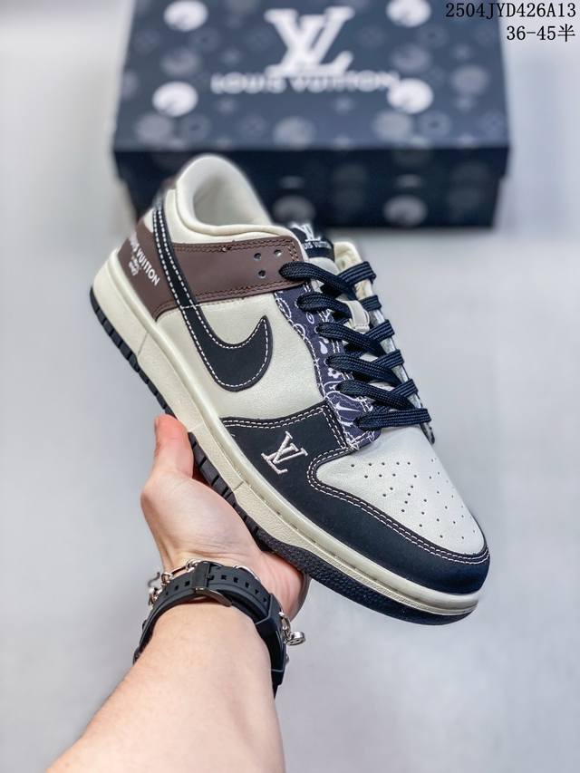Nk Sb Dunk Low Lv联名-摩卡米黑周年高端定制 低帮休闲板鞋 #高端定制鞋盒 原装头层材料 独家版型蒸餾加工 大厂纯原品质出货 超高清洁度 皮料切