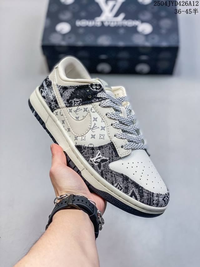 Nk Sb Dunk Low Lv联名-白黑牛仔印花 3M反光 夜光效果 周年高端定制 低帮休闲板鞋 #高端定制鞋盒 大厂纯原品质出货 超高清洁度 皮料切割干净