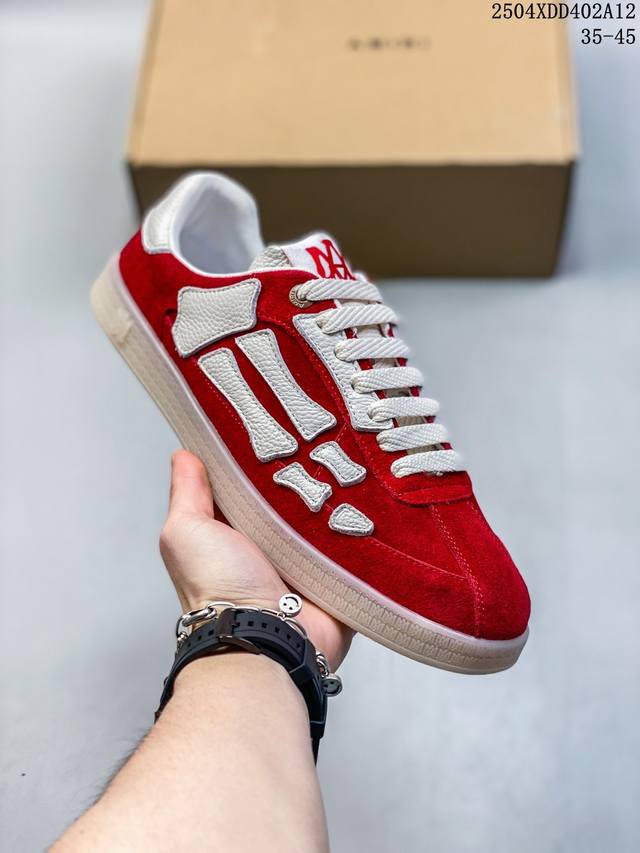 390 Amiri Skel Top Low 吴磊同款低帮休闲板鞋 牛皮材质骨头鞋 公司级 真标带半码 Size:35-45码 编码：03Hdd402A12