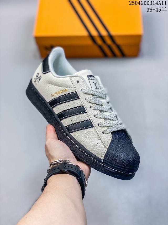 公司级阿迪达斯Adidas三叶草 Originals Superstar贝壳头’Diy’系列低帮经典百搭休闲运动板鞋 原装头层材料 用料绝不含糊 独家版型蒸餾加