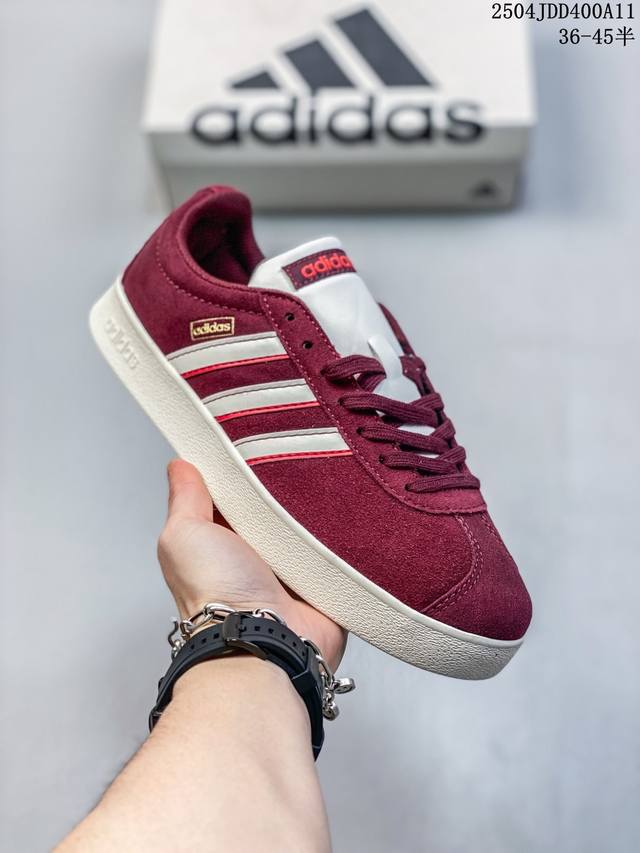 Adidas Neo Vl Court 2.0 百搭单品 绒面麂皮防滑耐磨轻便低帮板鞋 整双鞋以传统的低帮呈现的清新造型 鞋头优先头层反毛皮 包裹保证优秀质感的