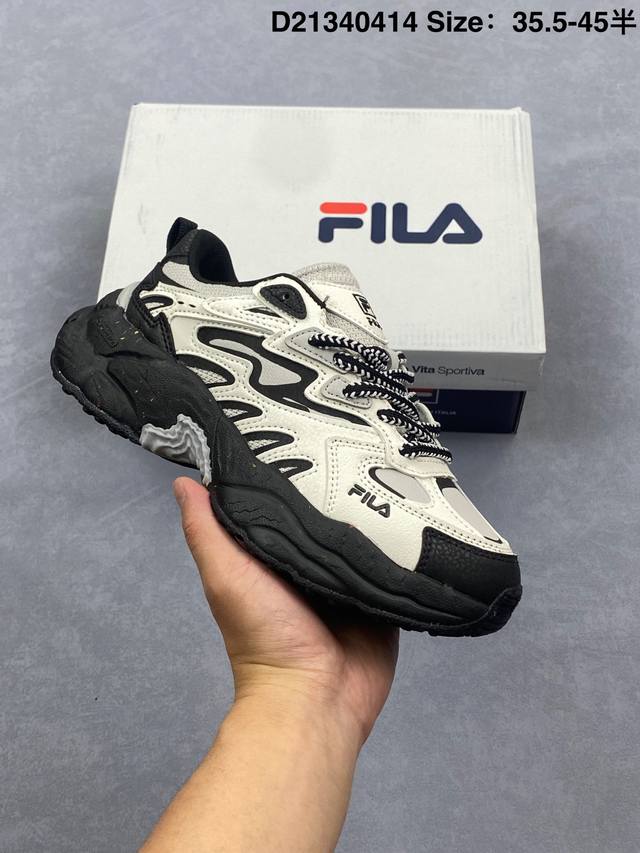 Fila斐乐 Fern 蕨草鞋 防滑耐磨 低帮 老爹鞋 白灰 货号: F12W441119Fsv 尺码:35.5-45半 D21340414