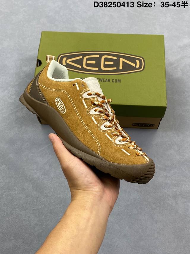 美国人气户外品牌-科恩Keen Jasper Rocks Sp贾斯珀都市系列复古低帮系带户外风露营徒步登山运动训练鞋 。原楦型开发纸版，采用固色翻毛皮鞋面材质，