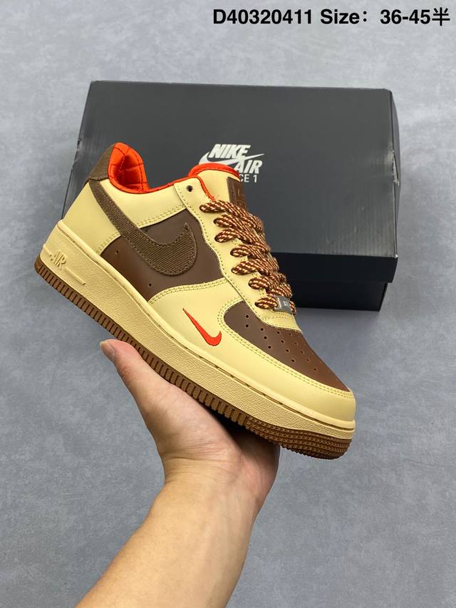 公司级耐克Nike Air Force 1“07空军一号低帮百搭休闲运动板鞋。柔软、弹性十足的缓震性能和出色的中底设计，横跨复古与现代的外型结合，造就出风靡全球