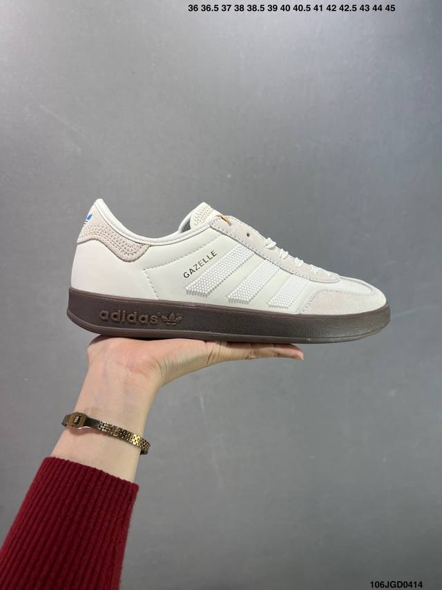 Clot X Adidas Originals Gazelle Low”Navy“羚羊内训系列低帮复古薄底德训风百搭休闲运动板鞋“联名藏蓝白串珠焦糖底”Ih37