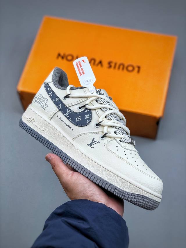 Nike Air Force 1 '07 Low “Lv联名 灰花纹抽绳”空军一号 低帮 运动鞋 休闲鞋 折边针车 工艺难度大 原楦头原纸板 原装鞋盒 定制五金