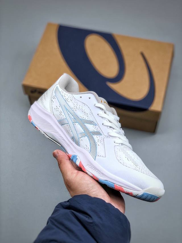 Asics Dynafeather 人造革 减震耐磨 低帮 训练鞋 男女同款 白蓝 货号 1073A064-100 尺码：39-45