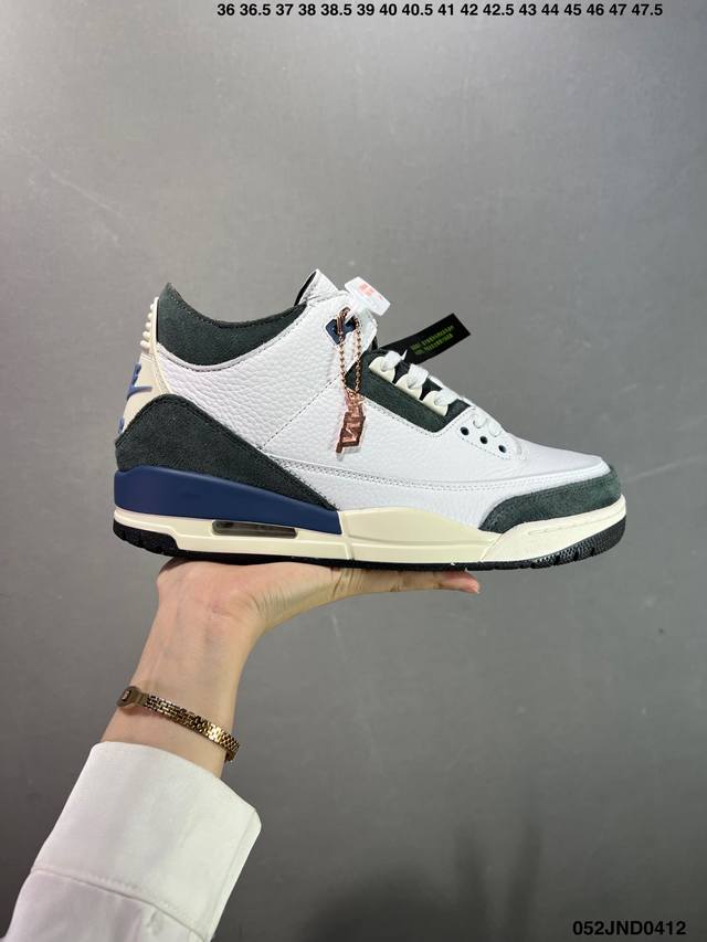 公司级Air Jordan 3 Retro Aj3 乔3 复古休闲运动文化篮球鞋。 首次使用经典传神Jump Man Logo 并创新使用后掌可视气垫。清爽有余