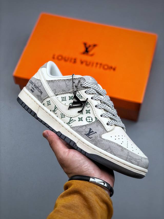 Nike Sb Dunk Low Lv联名 米灰牛仔布 周年高端定制 低帮休闲板鞋 Xx3168-141 #定制鞋盒 大厂纯原品质出货 超高清洁度 皮料切割干净