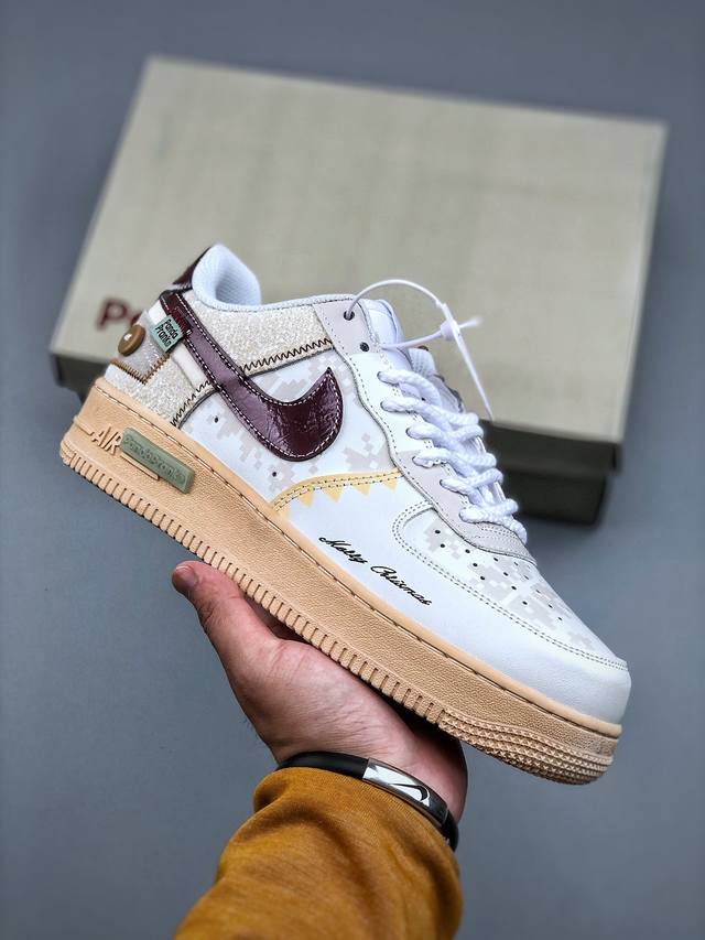 Nike Air Force 1 '07 Low “定制款 米白棕 空军一号 低帮 运动鞋 休闲鞋 折边针车 工艺难度大 原楦头原纸板 原装鞋盒 定制五金配件
