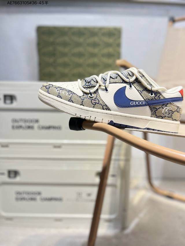 Nike Sb Dunk Low“古驰联名” 周年高端定制 低帮休闲板鞋 定制鞋盒 超高清洁度 皮料切割干净无任何毛边 细节完美Sj2068 Ae7663105