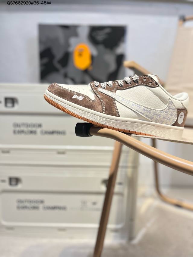 公司级头层皮猿人 X 乔丹Air Jordan 1 Low Aj1低帮系列篮球鞋 官方同步配色 原装级产物 #拒绝公底 立体鞋型 细节完美 高清洁度Xf8698