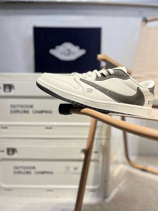 公司级头层皮Dior X 乔丹Air Jordan 1 Low Aj1低帮系列篮球鞋 官方同步配色 原装级产物 #拒绝公底 立体鞋型 细节完美 高清洁度Ld20